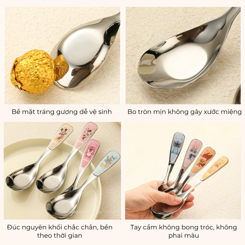Thìa Trẻ Em Disney Inox 304 KOOBEE - Lòng Sâu, Cán Hoạt Hình Không Bay Màu, Muỗng Ăn Cơm Cho Bé Cao Cấp | 386