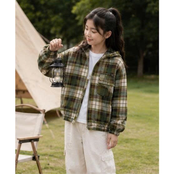 Áo khoác caro kẻ sọc có mũ khóa kéo đa dạng mẫu mã thời trang trẻ trung vải flannel thoáng khí .