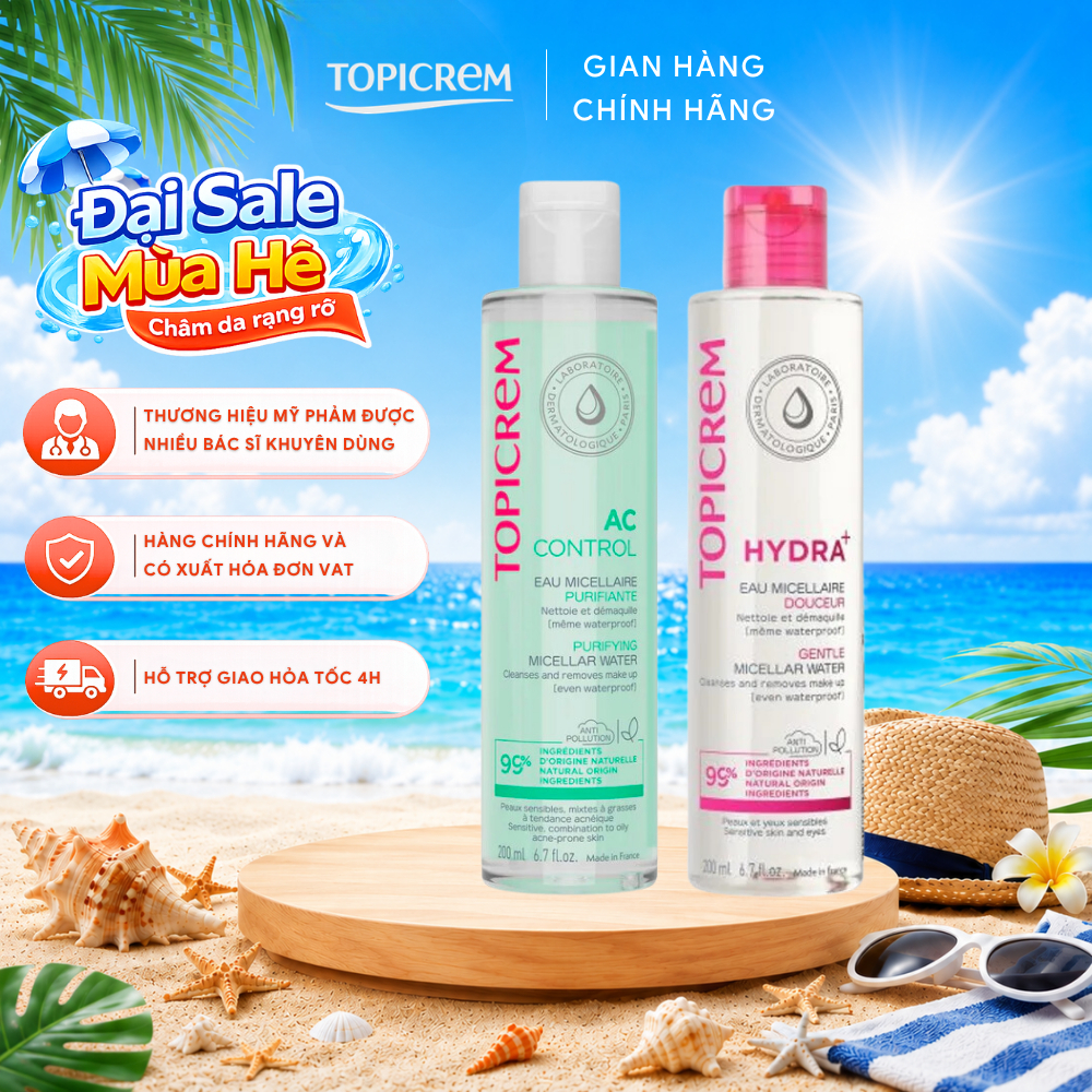 Nước tẩy trang TOPICREM 200ml cho da dầu và da nhạy cảm giúp làm sạch nhẹ nhàng - Skin Studio