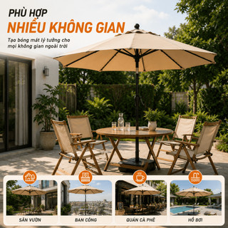 Ô dù sân vườn 2.7M dù gấp gọn che nắng lớn cho sân vườn Ô dù cho sân rộng/quán cà phê có thể nghiêng