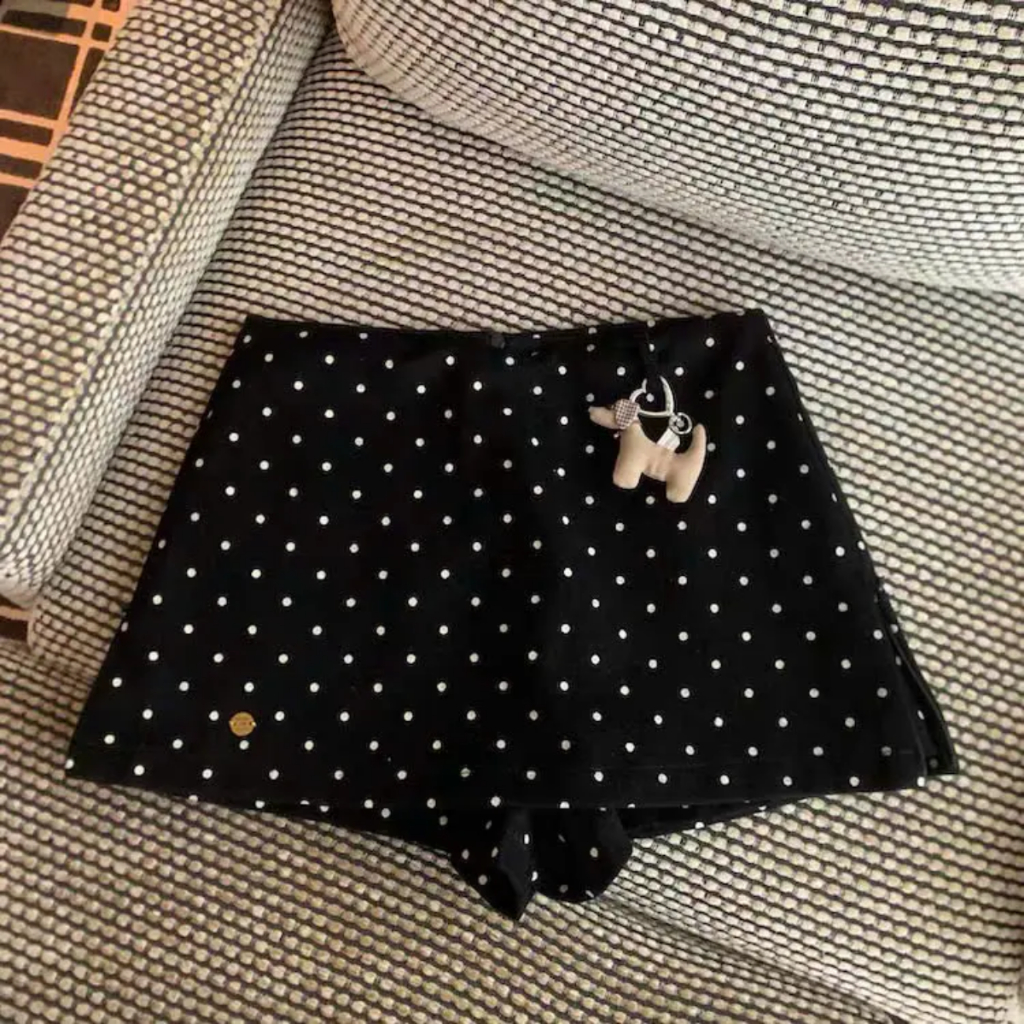 [Deal mở bán - Tặng charm] Chân Váy Ngắn Chữ A Chấm Bi Khóa Kéo Cách Điệu 2 Bên Hot HN DESIGN 1234
