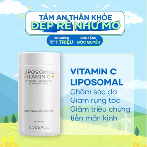 Viên uống CodeAge Vitamin C Liposomal hỗ trợ chống oxy hóa, hỗ trợ dưỡng sáng da 180 Viên
