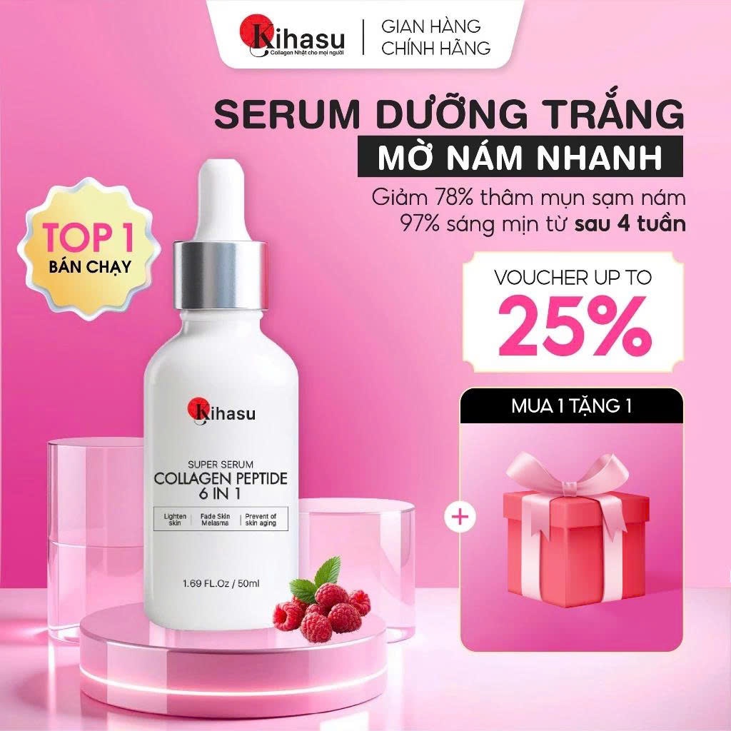 Serum Collagen KIHASU Dưỡng Sáng Da Mờ Thâm Nám Phục Hồi Chống Lão Hóa