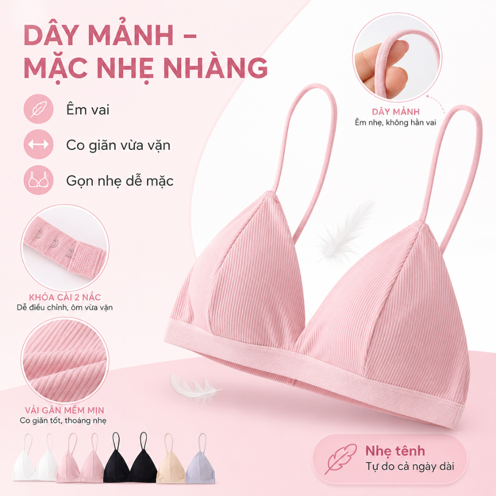 Áo Bra Eva Bra Gân Tăm Dây Mảnh Khoét Ngực Sâu - 812