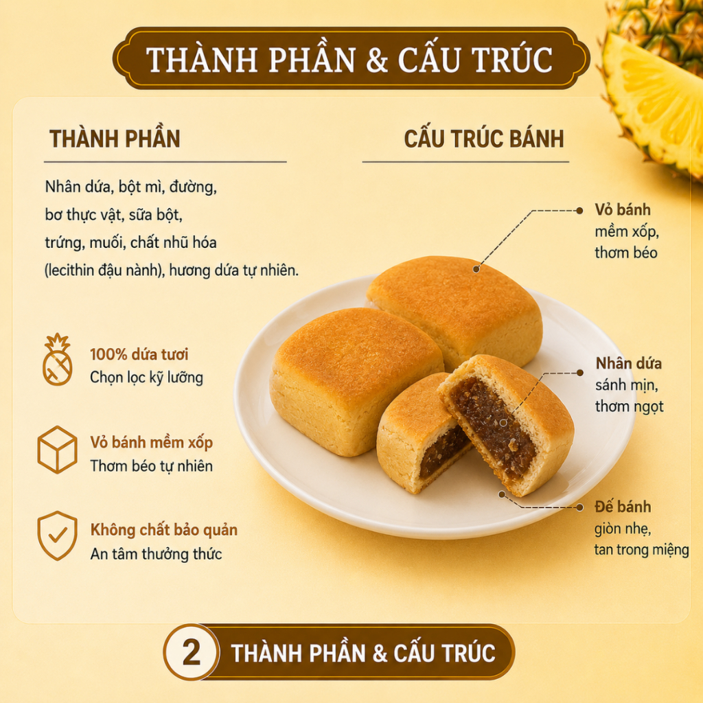 Bánh Dứa Đài Loan Jiu Fu – Hộp 200g (8 bánh) – Bánh nướng nhân dứa thơm mềm – Quà biếu Đài Loan