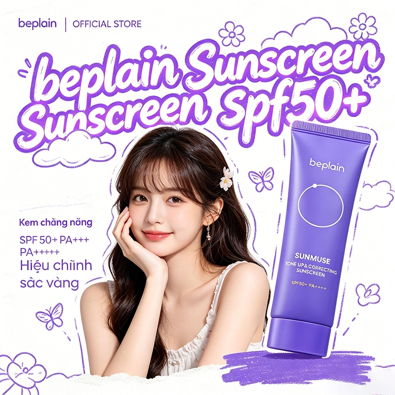 Kem chống nắng Beplain 50ml - Hóa học hỗn hợp vật lý, tẩy trắng các đốm đen, SPF50+