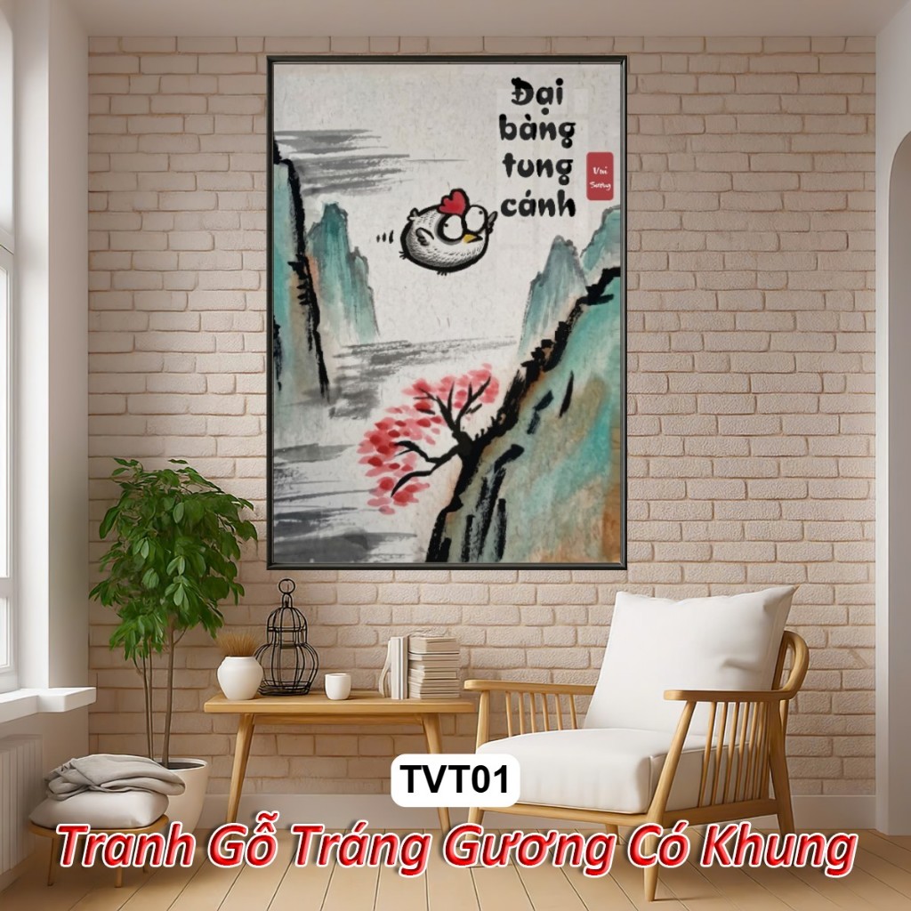 Tranh Tráng Gương VÔ TRI HÀI HƯỚC TỔNG HỢP Khung Composite Decor Treo Tường, Trang Trí, Nhiều Kích Thước