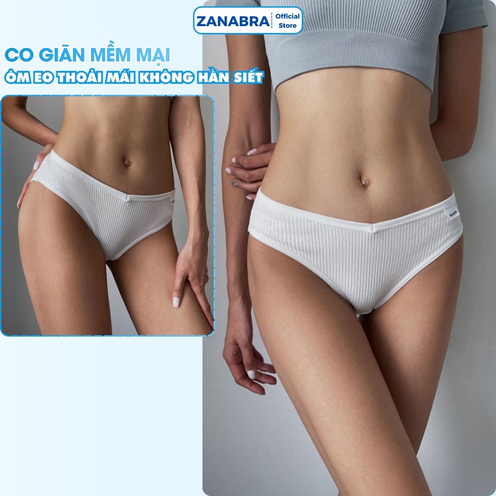 Quần lót nữ cotton gân tăm cạp vừa - Quần chip nữ đáy may kháng khuẩn ZANABRA L246