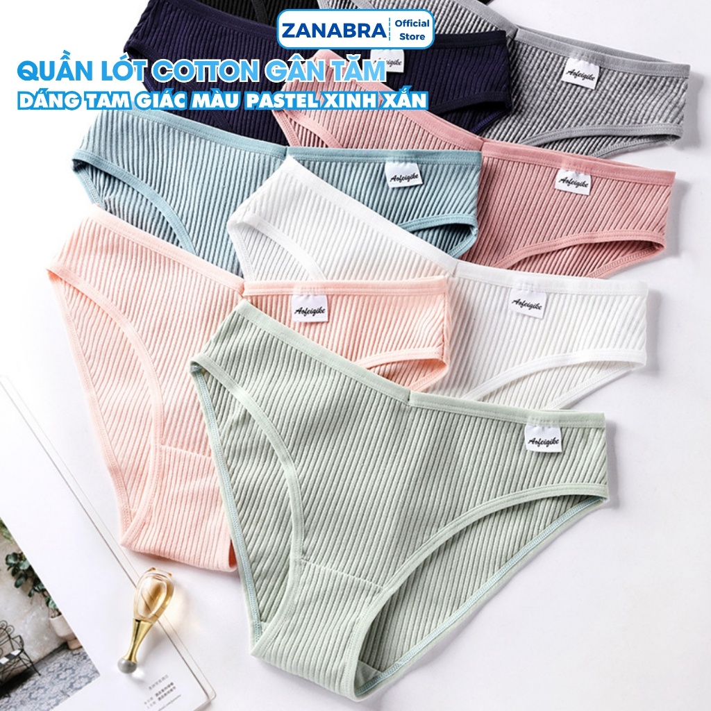 Quần lót nữ cotton gân tăm cạp vừa - Quần chip nữ đáy may kháng khuẩn ZANABRA L246
