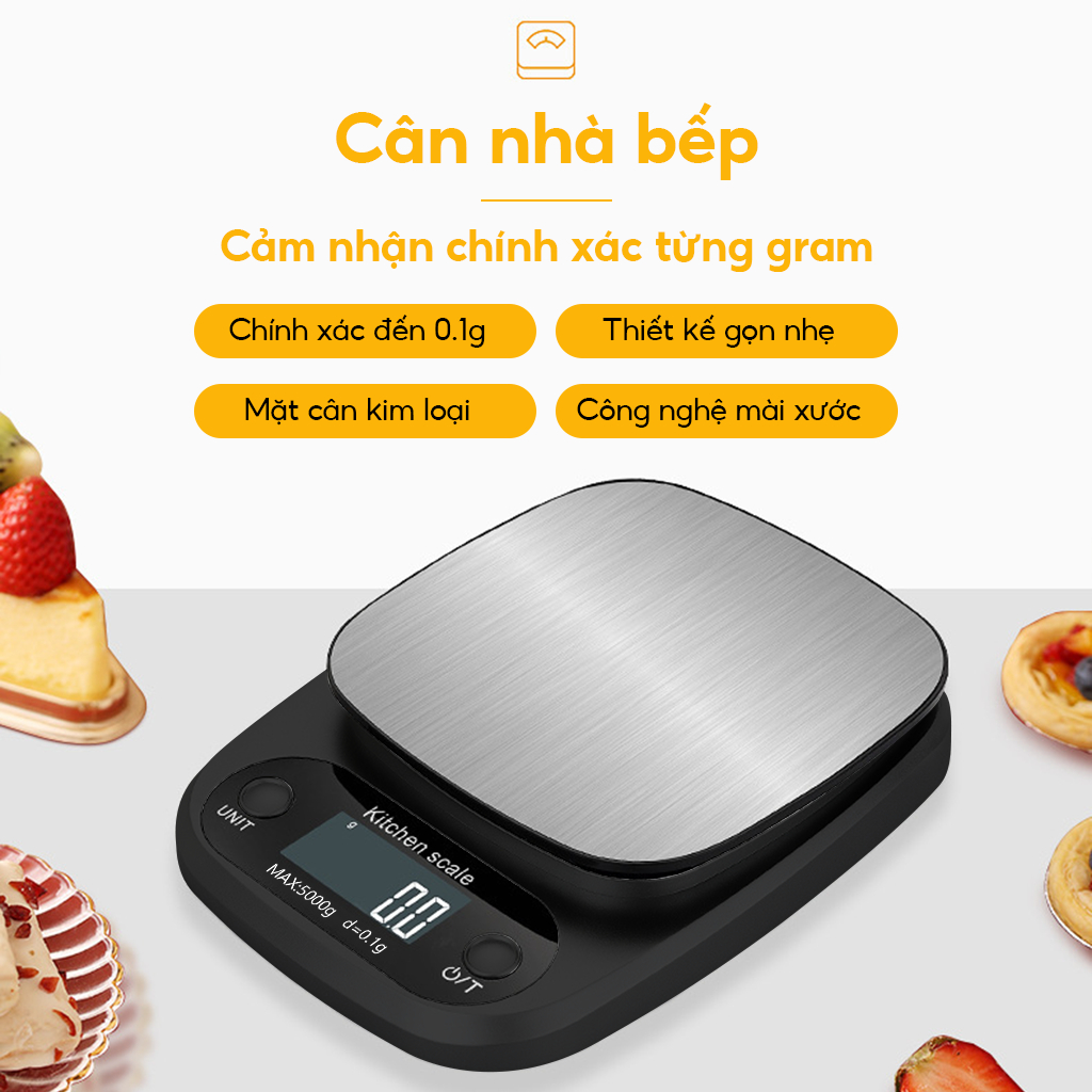Cân tiểu ly mini điện tử nhà bếp mini định lượng 0.1-5kg 1g - 10kg độ chính xác cao