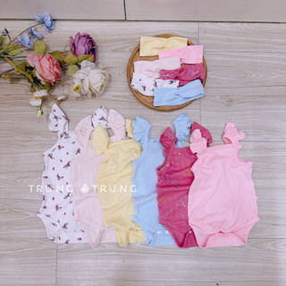 (Trứng 3-13kg) Body chip kèm nơ hoa nhí form ôm (~ muốn thoải mái tăng size ạ)