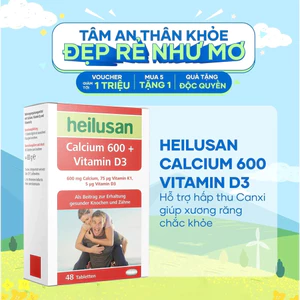 TPBVSK Heilusan Calcium 600 + Vitamin D3 Tabletten - Bổ sung Canxi cho trẻ trên 10 tuổi & người trưởng thành