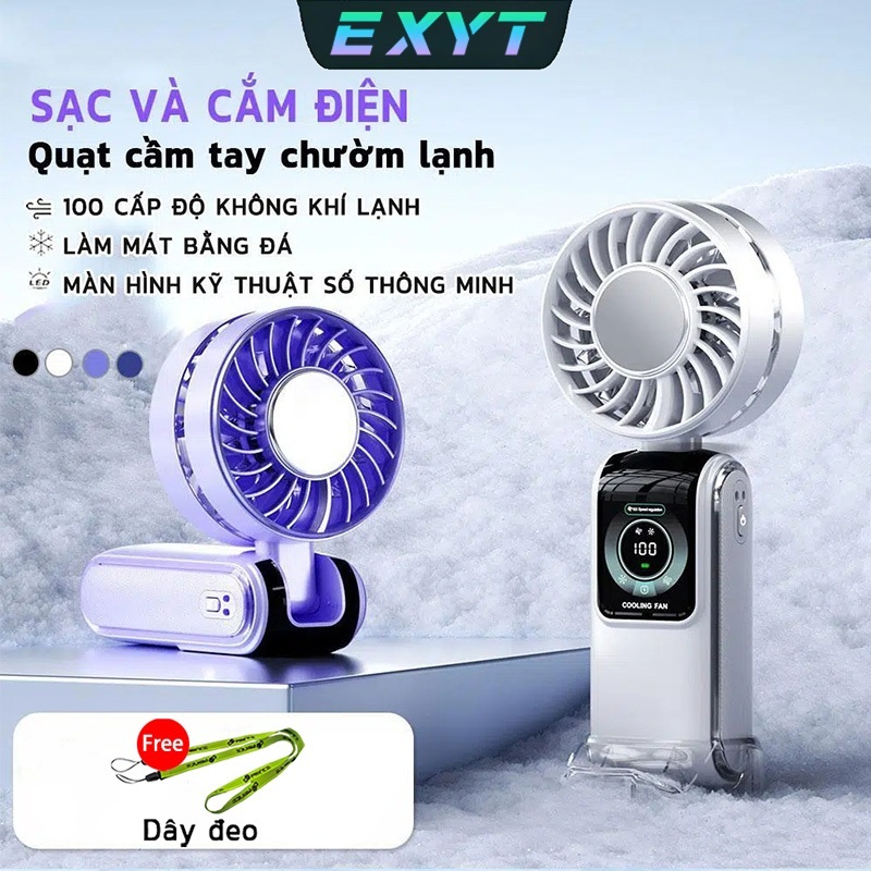 EXYT Quạt năng lượng mặt trời Mini có thể gập lại 4000 mAh Turbo Jet có thể sạc lại cầm tay Gió mạnh