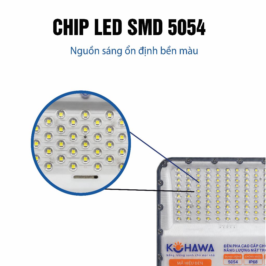 Đèn Mắt Ngọc Năng Lượng Mặt Trời 600W KOHAWA -Đèn Pha Chống Chói Cao Cấp, Chip LED 5054 Siêu Sáng pin khủng-K.DCC02.600