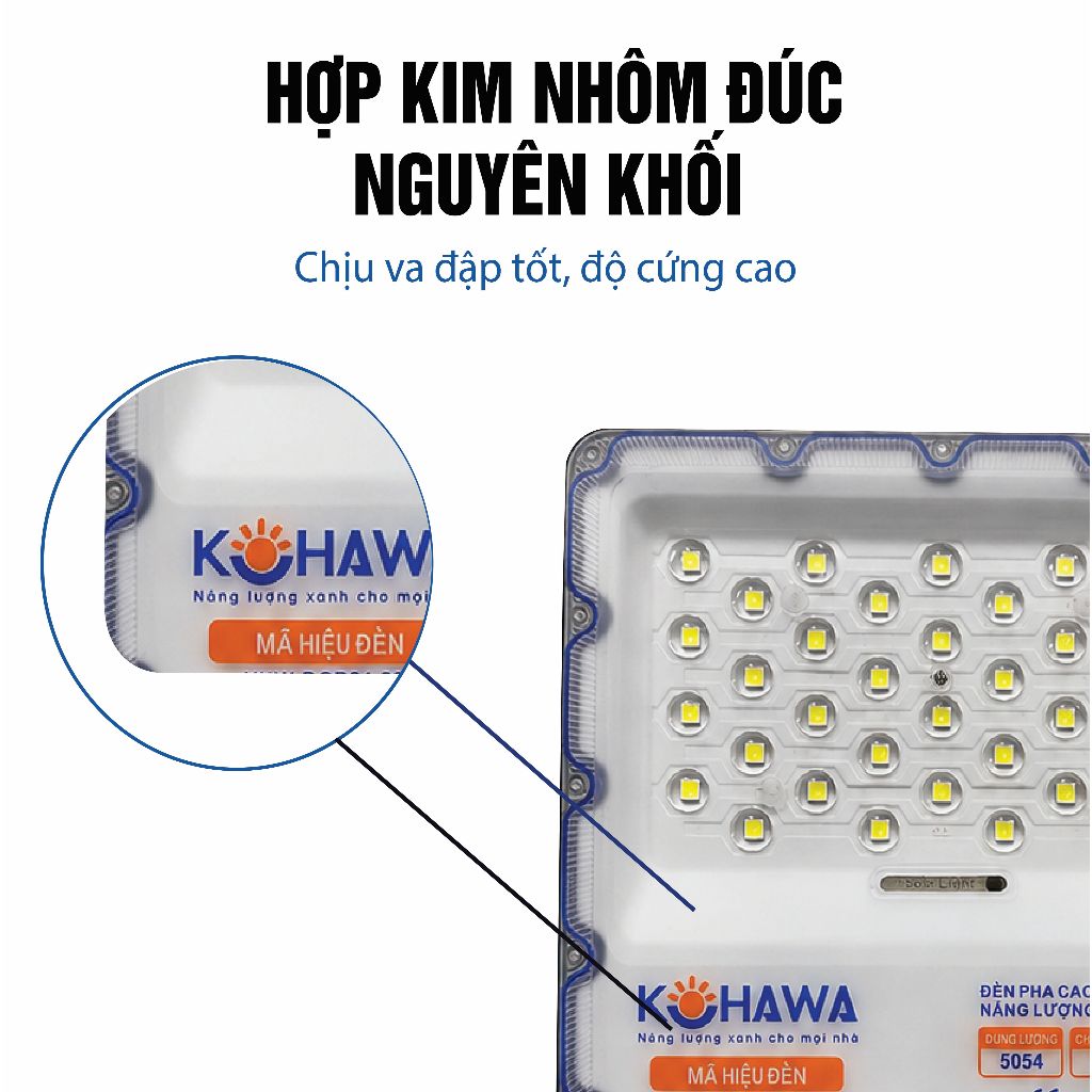 Đèn Mắt Ngọc Năng Lượng Mặt Trời 600W KOHAWA -Đèn Pha Chống Chói Cao Cấp, Chip LED 5054 Siêu Sáng pin khủng-K.DCC02.600