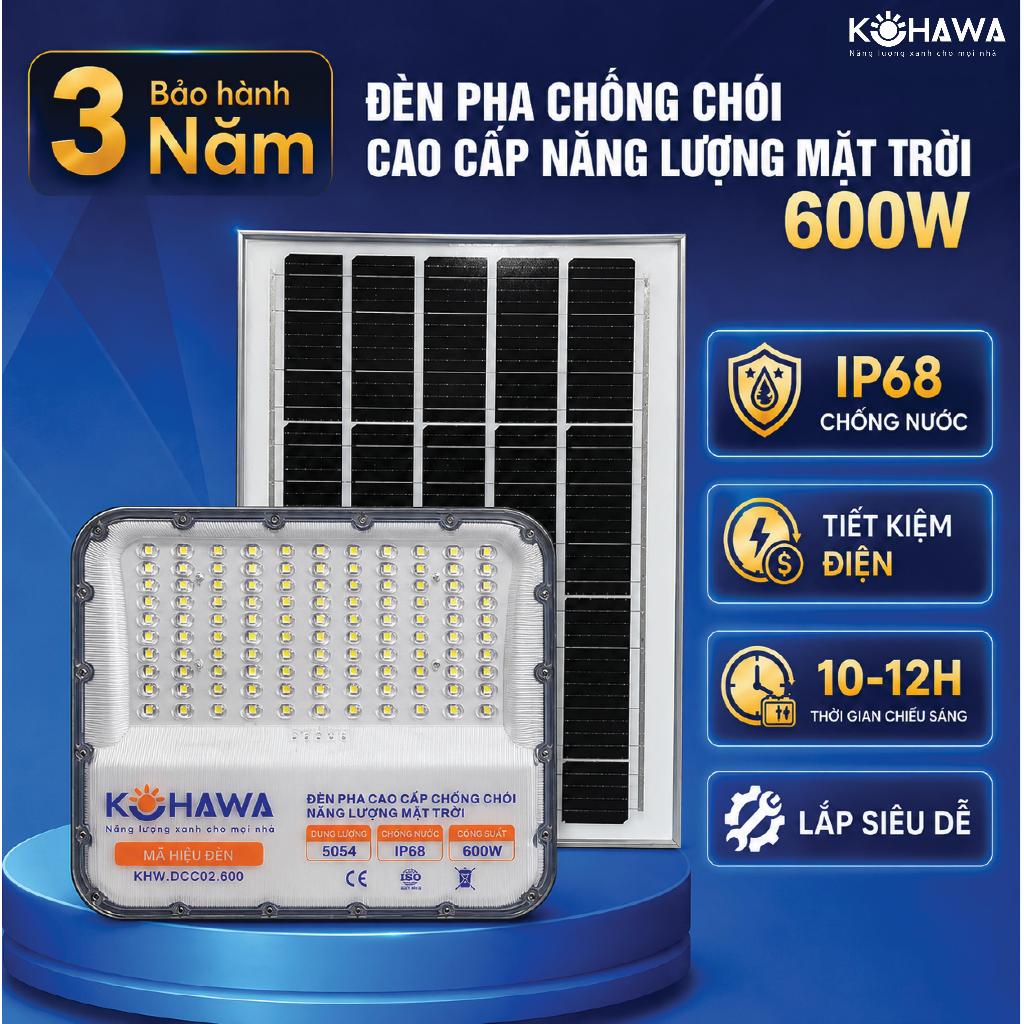 Đèn Mắt Ngọc Năng Lượng Mặt Trời 600W KOHAWA -Đèn Pha Chống Chói Cao Cấp, Chip LED 5054 Siêu Sáng pin khủng-K.DCC02.600