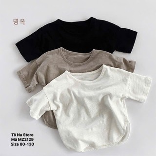 Áo thun trơn basic QCCC tay lỡ form rộng vải cotton mềm mịn thoáng mát cho bé trai bé gái MZ2129