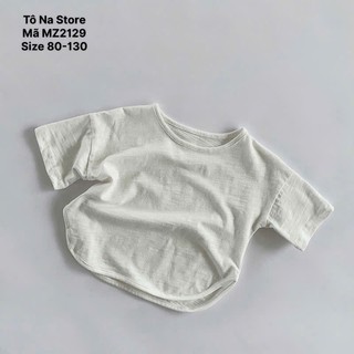 Áo thun trơn basic QCCC tay lỡ form rộng vải cotton mềm mịn thoáng mát cho bé trai bé gái MZ2129