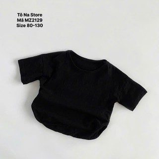 Áo thun trơn basic QCCC tay lỡ form rộng vải cotton mềm mịn thoáng mát cho bé trai bé gái MZ2129