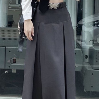 (Hỏa tốc) Chân váy chữ A dài xếp ly ulzzang màu Đen/ Xám kèm nịt Trendy y2k Lolalalo