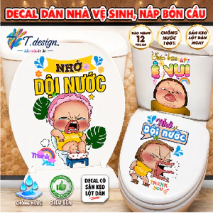 Miếng Dán Nắp Bồn Cầu Nhớ Dội Nước, Decal Dán Tủ Lạnh Decor Phòng Tắm, Toilet 🌈𝑭𝒓𝒆𝒆𝒔𝒉𝒊𝒑