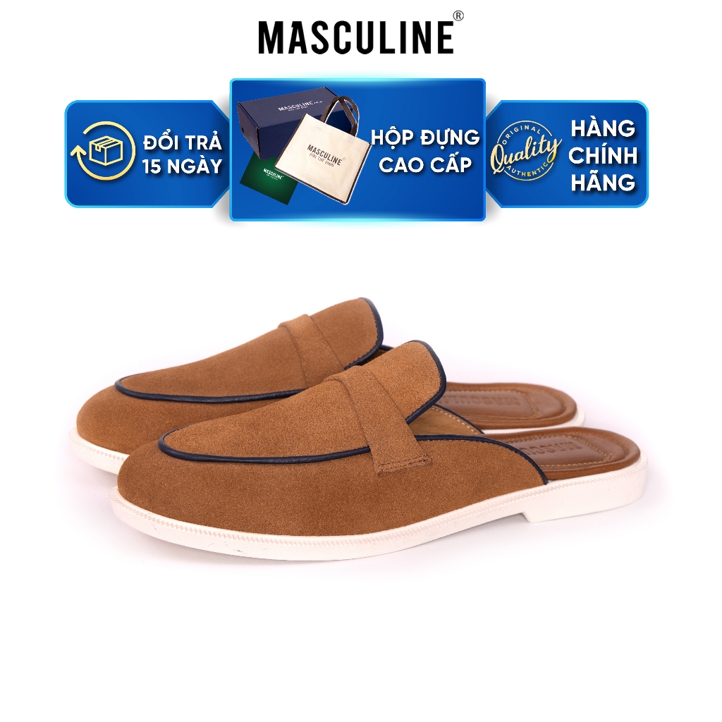 Giày sabo da bò cao cấp nam MASCULINE GST600 - Bề mặt da lộn đế cao su nguyên khối êm nhẹ kiểu dáng trẻ trung