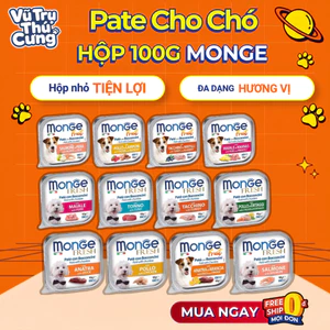 Pate cho Chó MONGE hộp 100g, từ Thịt và Rau củ quả, cung cấp chất xơ và Vitamin cho Chó