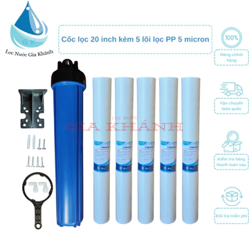 Combo cốc lọc 20 inch kèm 5 lõi PP 5 micron