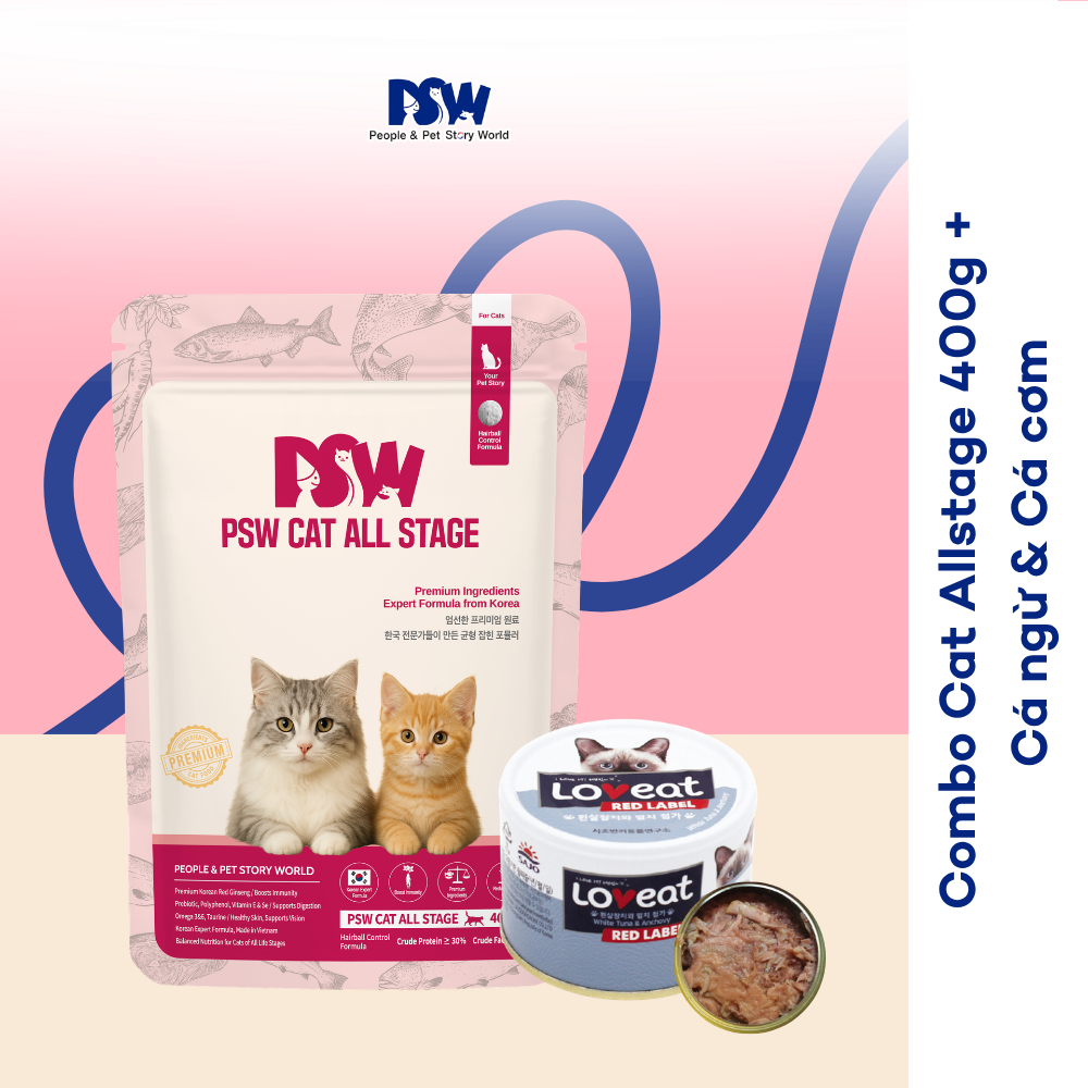 PSW Combo | PSW Cat All Stage 400g + Pate Loveat vị Cá cơm | Hỗ trợ ...