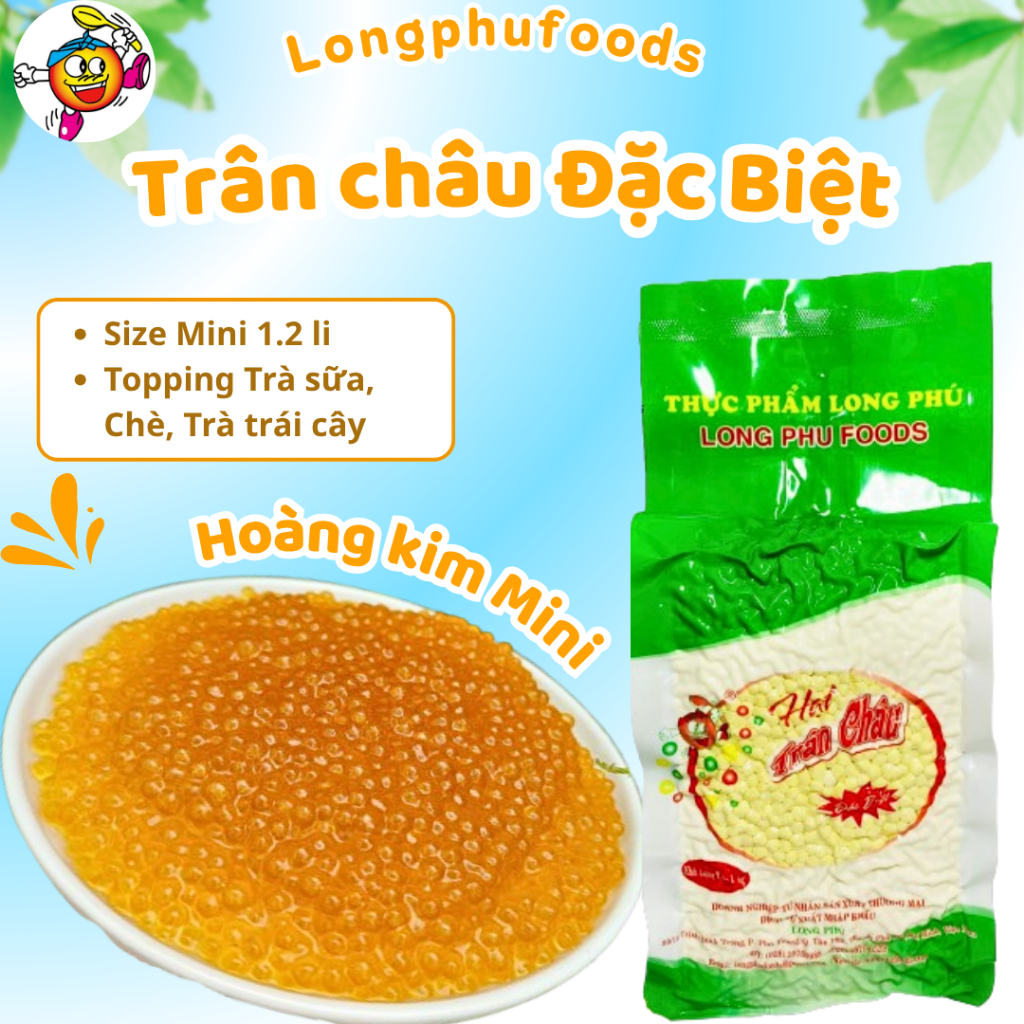 Trân Châu Hoàng Kim Mini Long Phú - Trân Châu Trứng Cá Hồi gói 1 kg - Topping Nguyên Liệu Trà Sữa, Chè.