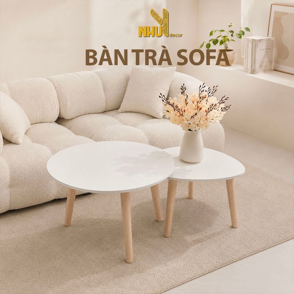 Bàn trà sofa hình tròn,hạt đậu,tam giác,trứng mặt gỗ ngồi bệt hoặc sofa chân gỗ cao cấp, nhiều kích thước và chiều cao