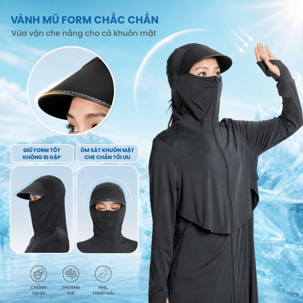 Áo chống nắng Nữ dáng dài TOKYOLIFE Sunstop Ice siêu mát lạnh thoáng khí có mũ rộng vành 40005326