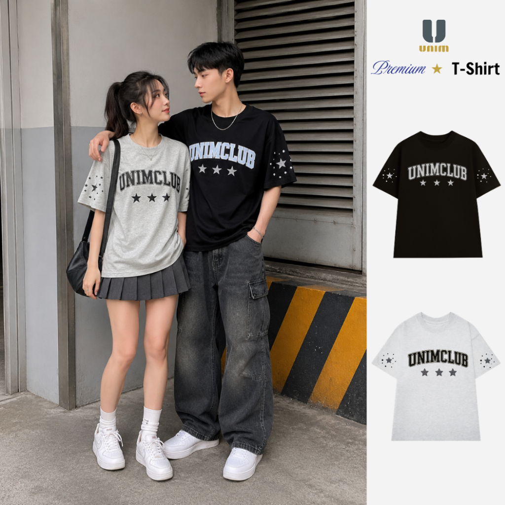 Áo Thun Unisex Unim Sao Kim Tuyến Chất Liệu Áo Cotton Cao Cấp Hình In Kim Tuyến Sắc Nét Form Rộng Nam Nữ