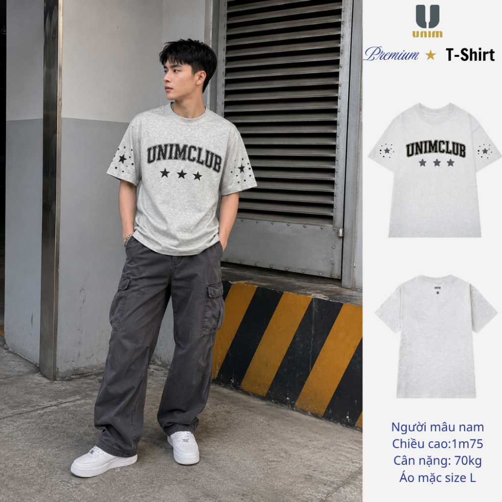 Áo Thun Unisex Unim Sao Kim Tuyến Chất Liệu Áo Cotton Cao Cấp Hình In Kim Tuyến Sắc Nét Form Rộng Nam Nữ