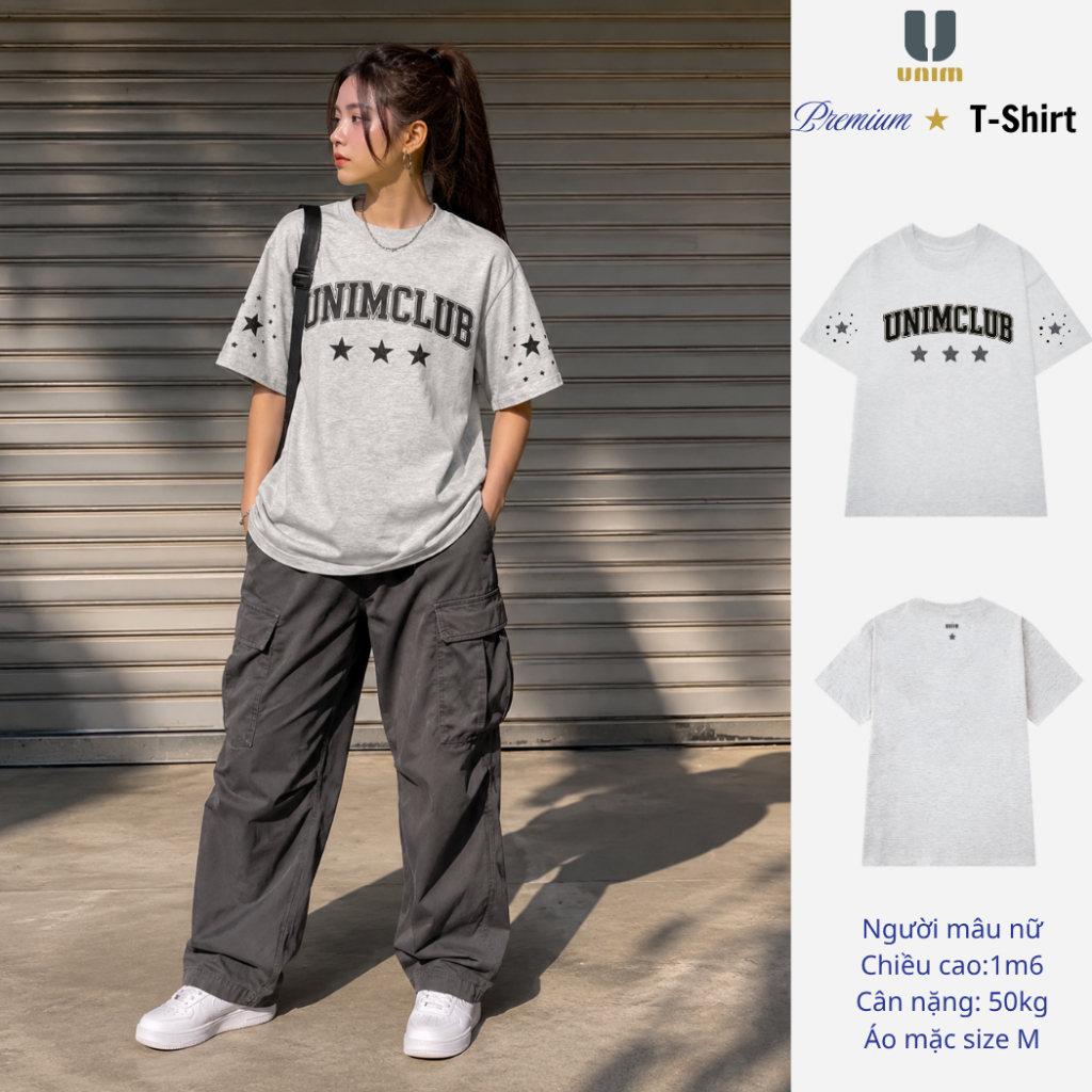 Áo Thun Unisex Unim Sao Kim Tuyến Chất Liệu Áo Cotton Cao Cấp Hình In Kim Tuyến Sắc Nét Form Rộng Nam Nữ