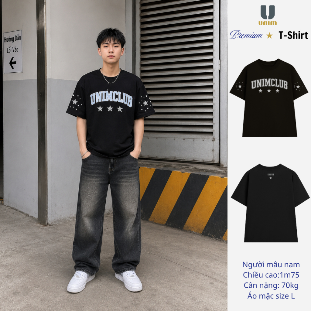 Áo Thun Unisex Unim Sao Kim Tuyến Chất Liệu Áo Cotton Cao Cấp Hình In Kim Tuyến Sắc Nét Form Rộng Nam Nữ