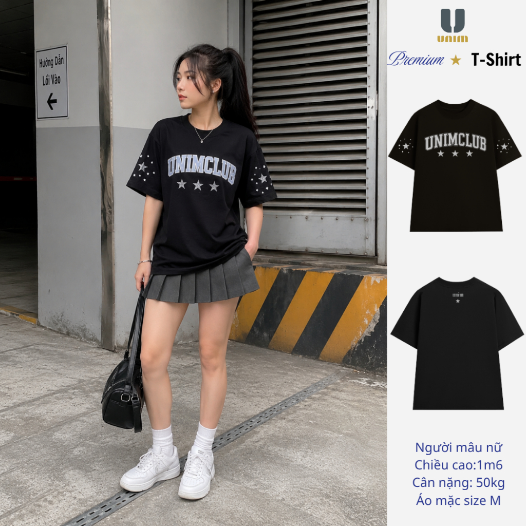 Áo Thun Unisex Unim Sao Kim Tuyến Chất Liệu Áo Cotton Cao Cấp Hình In Kim Tuyến Sắc Nét Form Rộng Nam Nữ