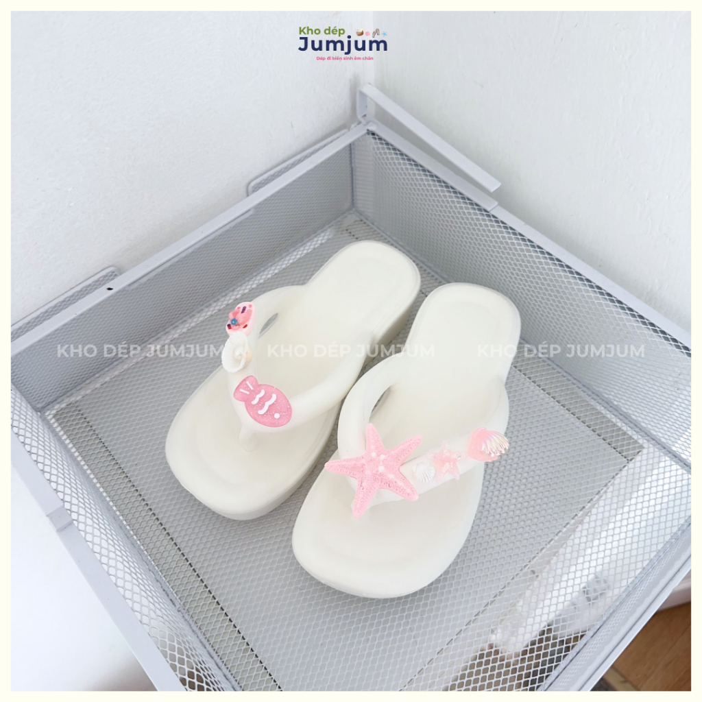 Dép đi biển xỏ ngón nữ đế cao êm chân thời trang EVA chống trơn trượt đúc dày 4.5 (cm) | JJKEPC1