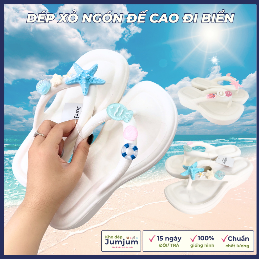 Dép đi biển xỏ ngón nữ đế cao êm chân thời trang EVA chống trơn trượt đúc dày 4.5 (cm) | JJKEPC1