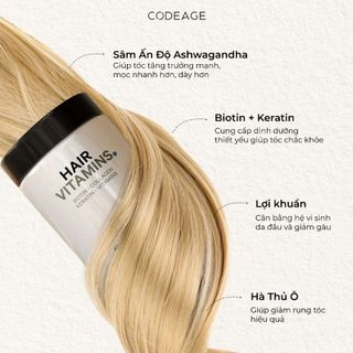Viên uống hỗ trợ kích thích mọc tóc Codeage Hair Vitamin cải thiện nang tóc, dưỡng bóng 120 Viên