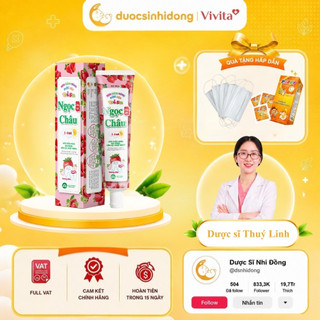 [ CHÍNH HÃNG] Kem Đánh Răng Dược Liệu Ngọc Châu Trẻ Em Hương Dâu (50g) Dành Cho Bé 2–6 Tuổi