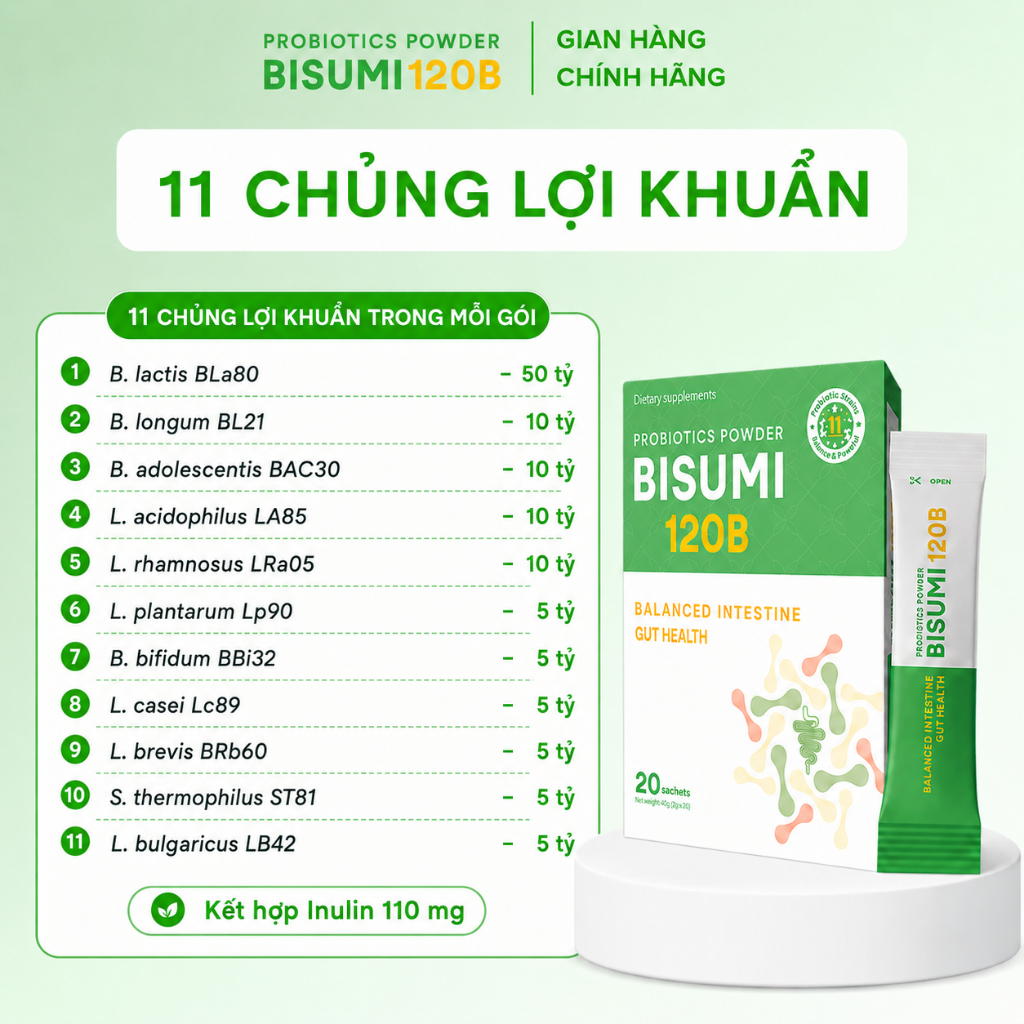 Men vi sinh Bisumi - Bổ sung 120 tỷ lợi khuẩn hỗ trợ cải thiện rối loạn tiêu hóa, đầy bụng khó tiêu