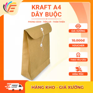 Túi lưu trữ Phong bì giấy Kraft UTENEW A4 có dây buộc màu nâu cổ điển cao cấp