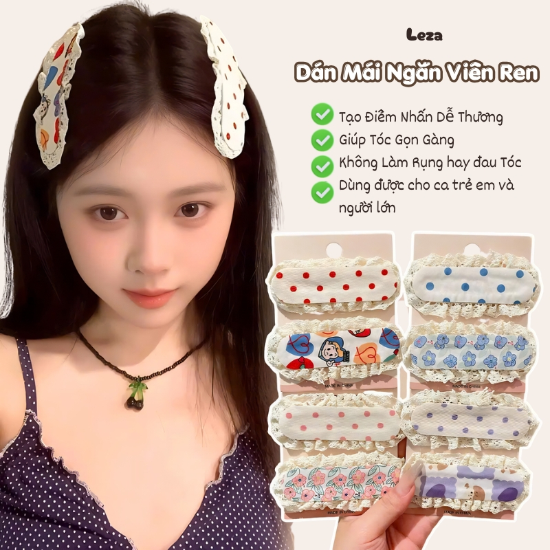 Băng đô dán mái [ 100 mẫu ] viền ren Leza làm gọn tóc Phong Cách Vintage