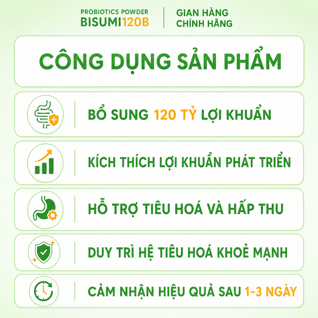 Men vi sinh Bisumi - Bổ sung 120 tỷ lợi khuẩn hỗ trợ cải thiện rối loạn tiêu hóa, đầy bụng khó tiêu