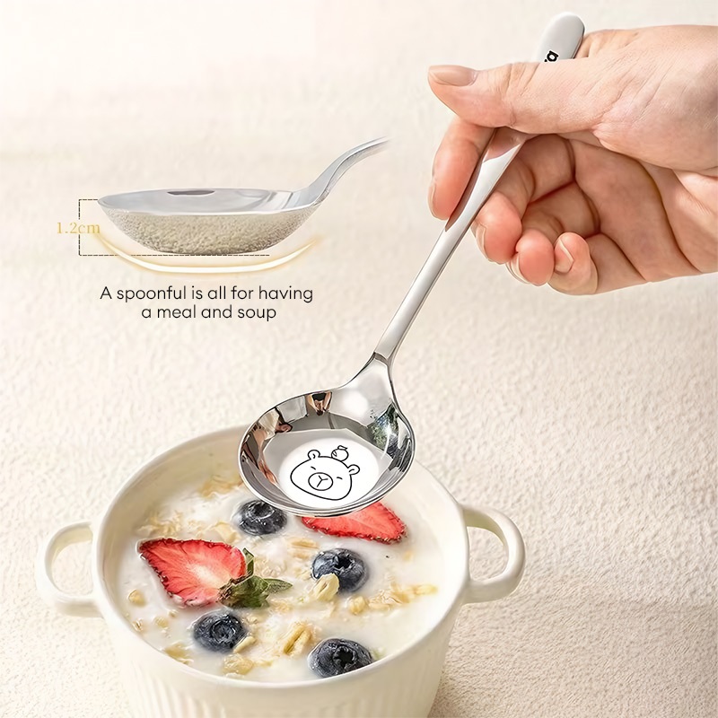 ✨Homie✨ Muỗng Canh Inox Hình Capybara Đáng Yêu – Đáy Phẳng Bền Bỉ Cho Nhà Bếp cutenery