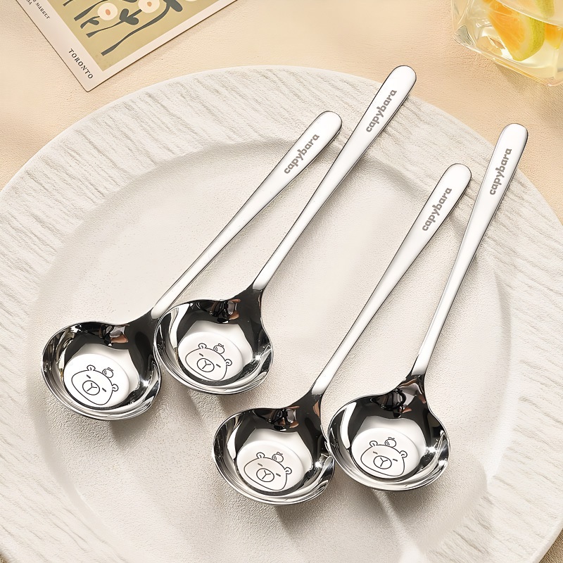✨Homie✨ Muỗng Canh Inox Hình Capybara Đáng Yêu – Đáy Phẳng Bền Bỉ Cho Nhà Bếp cutenery