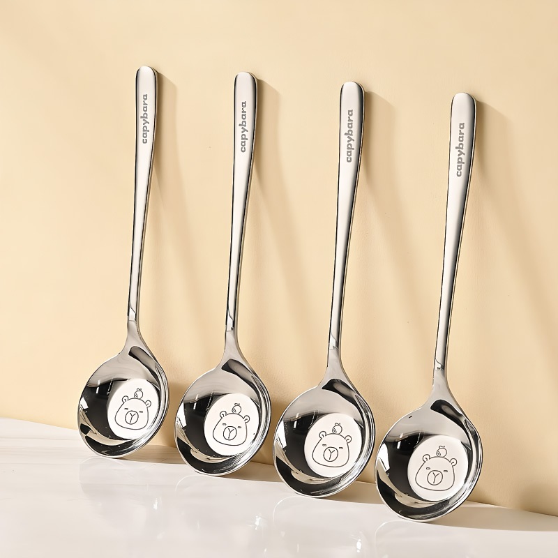 ✨Homie✨ Muỗng Canh Inox Hình Capybara Đáng Yêu – Đáy Phẳng Bền Bỉ Cho Nhà Bếp cutenery