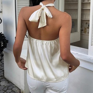 Nova-Áo lót satin gợi cảm kiểu yếm buộc dây, hở lưng, thời trang dành cho nữ.