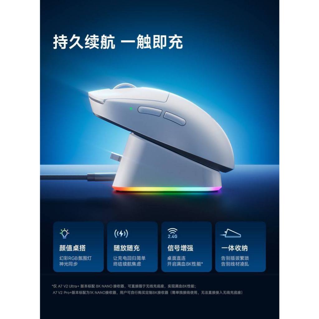 [BH 12TH] Chuột không dây MCHOSE A7V2 Pro+/Ultra+ kèm đế sạc từ tính, 3 chế độ kết nối,8k | BigBuy360 - bigbuy360.vn